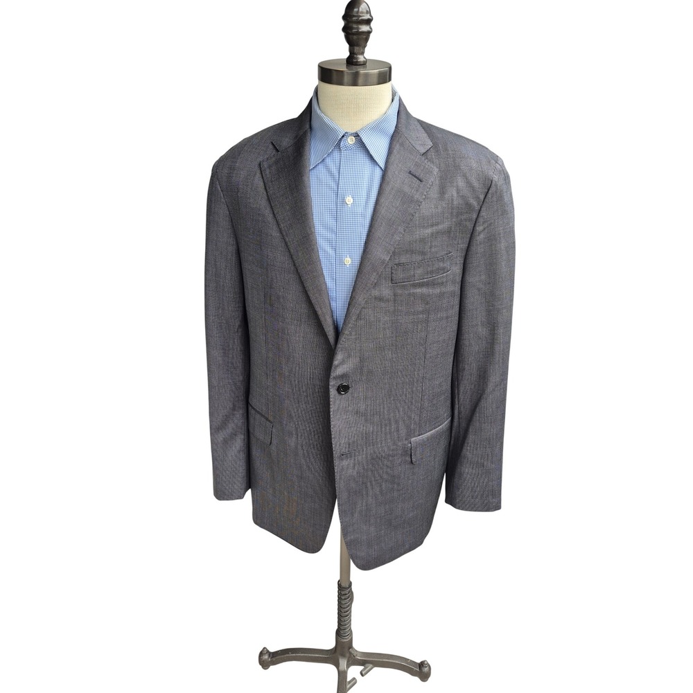 Hickey Freeman Grey Weave Super 130s Wool Blazer Sport Coat Mens Sz 42 R
